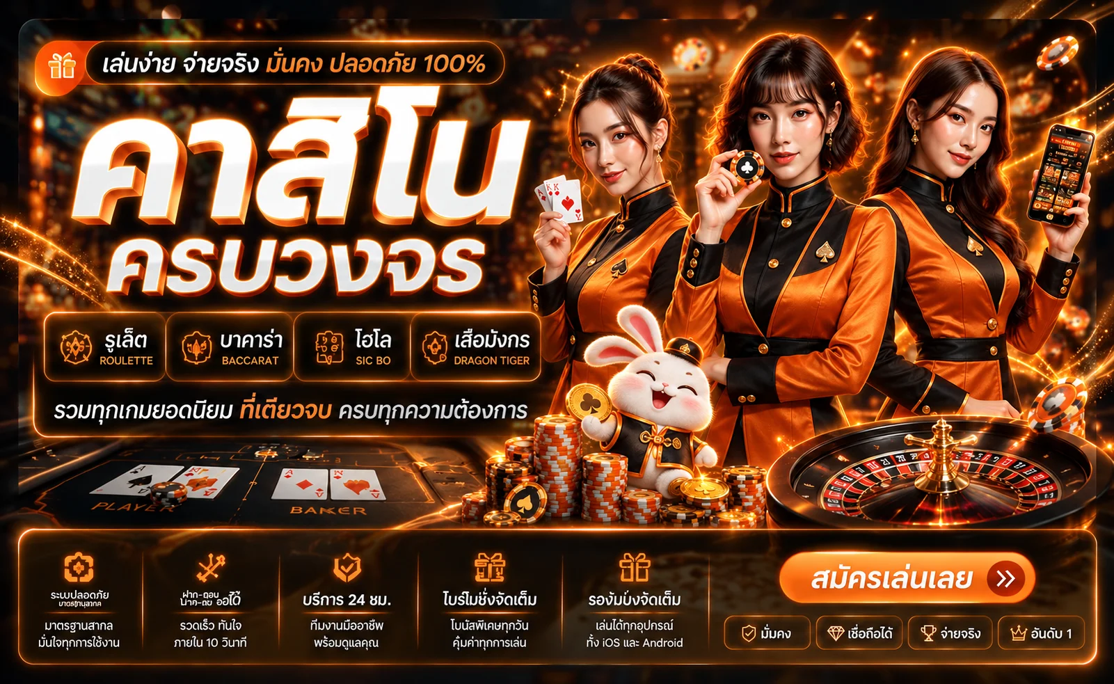 FUNZA888 คาสิโนครบวงจรโทนส้มดำ